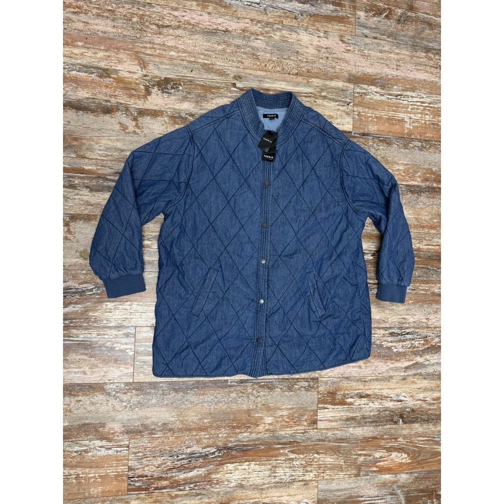 Women's Torrid Chambray Quilted Jacket Size 1 1x 14-16 New With Tags Blue